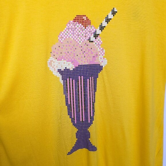 M MISSONI Yellow Summery Loose Fit Oversized Shirt with Ice Cream Design - Picture 10 of 12